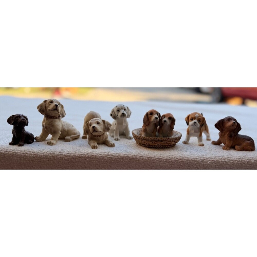 Vintage Lot Of 8 Variety Dog Glass Figurines 90s